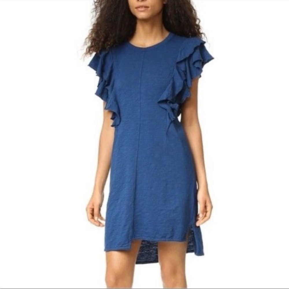 Wilt raw edge double ruffle asymmetrical dress